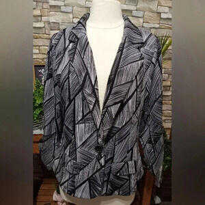 Robert‎ Louis Soft Blazer Jacket Large Black Gray Abstract